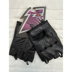 Z1R Womens Lavish Goat Leather Gloves Large Padded Fingerless Motorcycle Bike